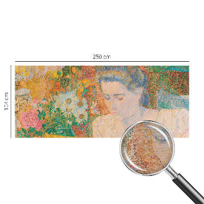 Papel mural con patrón decorativo con motivo de retrato floral