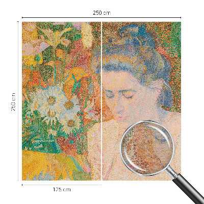 Papel mural con patrón decorativo con motivo de retrato floral