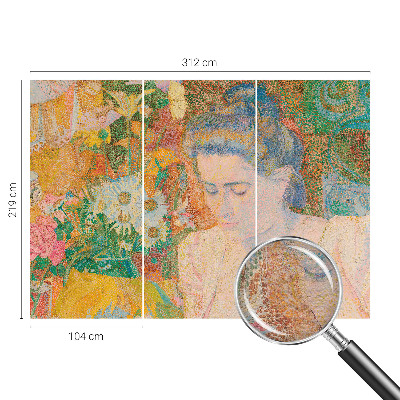 Papel mural con patrón decorativo con motivo de retrato floral