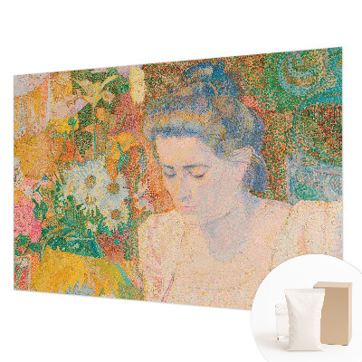 Papel mural con patrón decorativo con motivo de retrato floral