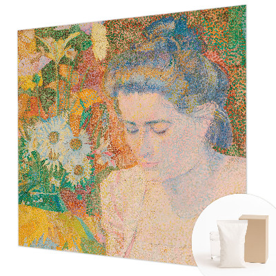 Papel mural con patrón decorativo con motivo de retrato floral