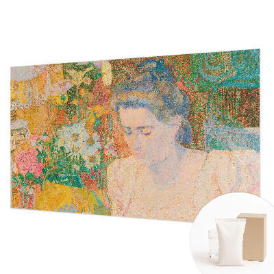 Papel mural con patrón decorativo con motivo de retrato floral