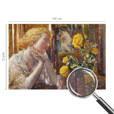 Mural decorativo con la imagen de una mujer con rosas