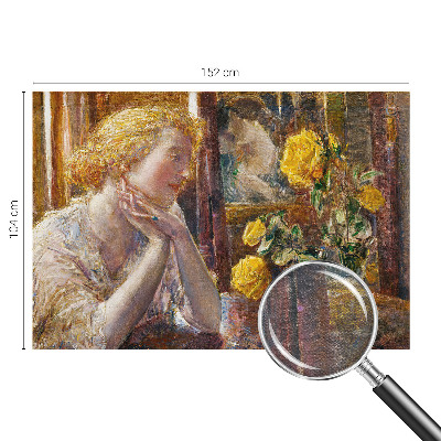 Mural decorativo con la imagen de una mujer con rosas
