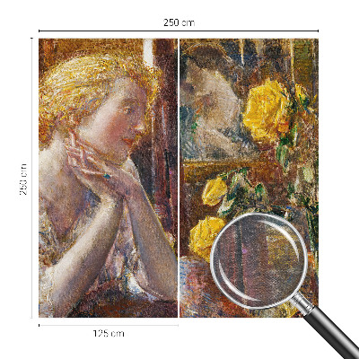 Mural decorativo con la imagen de una mujer con rosas