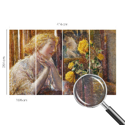 Mural decorativo con la imagen de una mujer con rosas