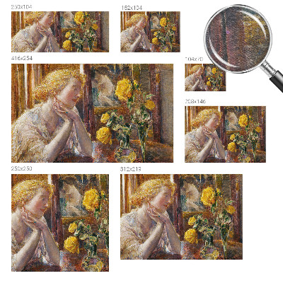 Mural decorativo con la imagen de una mujer con rosas