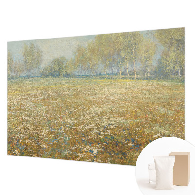 Papel mural con patrón decorativo con diseño de campo en flor