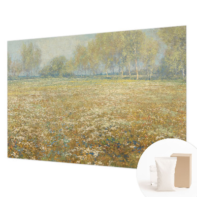 Papel mural con patrón decorativo con diseño de campo en flor