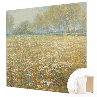 Papel mural con patrón decorativo con diseño de campo en flor