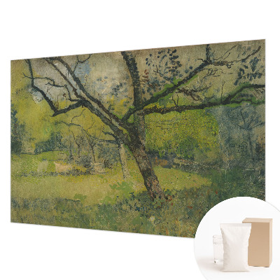 Papel mural texturado decorativo con motivo de paisaje verde
