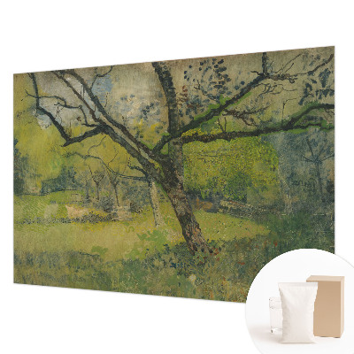 Papel mural texturado decorativo con motivo de paisaje verde