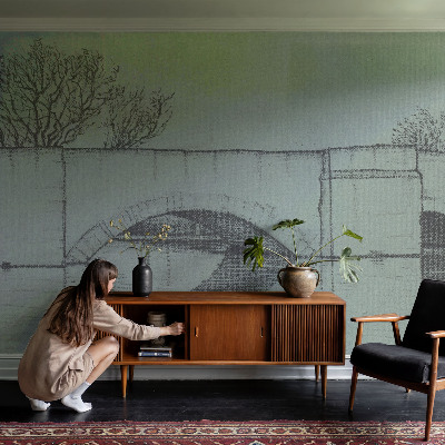 Fotomural decorativo para cabecero de cama con diseño de puente de arco