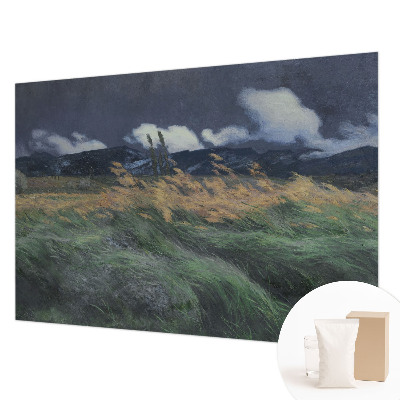 Papel mural con patrón decorativo con diseño de hierbas arrastradas por el viento