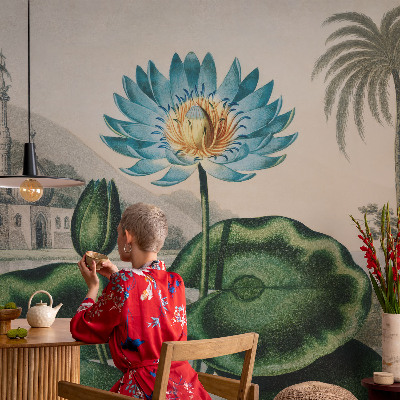 Mural decorativo con un paisaje exótico