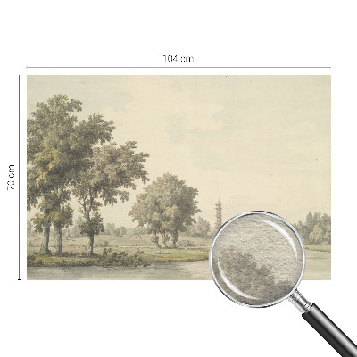 Fotomural decorativo para cabecero de cama con un diseño que representa un parque tranquilo