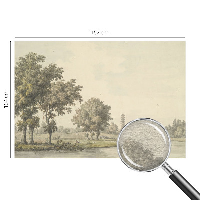 Fotomural decorativo para cabecero de cama con un diseño que representa un parque tranquilo