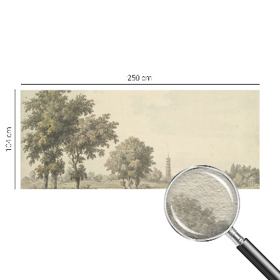 Fotomural decorativo para cabecero de cama con un diseño que representa un parque tranquilo