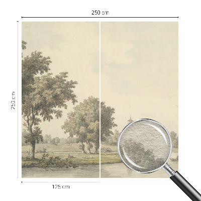 Fotomural decorativo para cabecero de cama con un diseño que representa un parque tranquilo