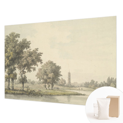 Fotomural decorativo para cabecero de cama con un diseño que representa un parque tranquilo