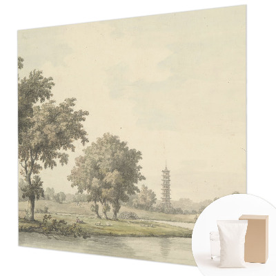 Fotomural decorativo para cabecero de cama con un diseño que representa un parque tranquilo