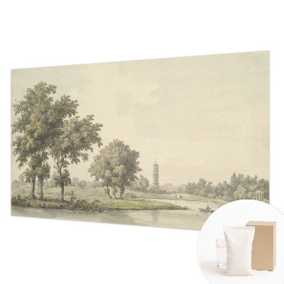 Fotomural decorativo para cabecero de cama con un diseño que representa un parque tranquilo
