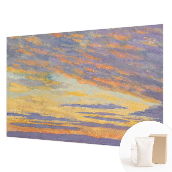 Fotomural decorativo para cabecero de cama con motivo de cielo en tonos pastel