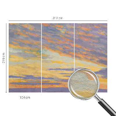 Fotomural decorativo para cabecero de cama con motivo de cielo en tonos pastel
