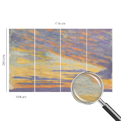 Fotomural decorativo para cabecero de cama con motivo de cielo en tonos pastel