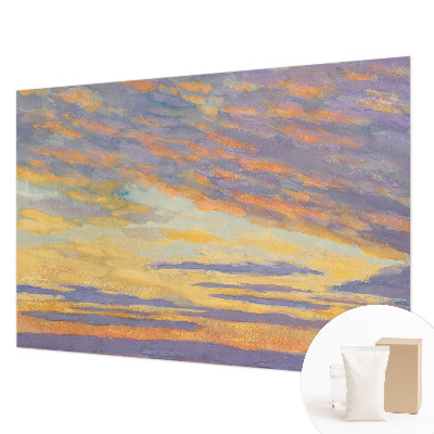 Fotomural decorativo para cabecero de cama con motivo de cielo en tonos pastel