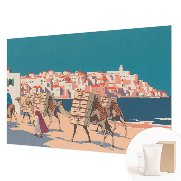 Mural de pared con estampado hermoso con motivos de caravana de camellos