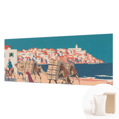 Mural de pared con estampado hermoso con motivos de caravana de camellos
