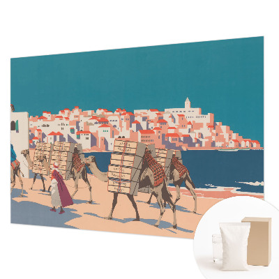 Mural de pared con estampado hermoso con motivos de caravana de camellos