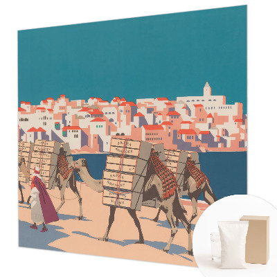 Mural de pared con estampado hermoso con motivos de caravana de camellos