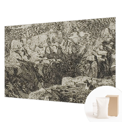 Fotomural decorativo para cabecero de cama con un paisaje de montaña
