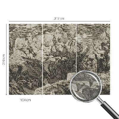 Fotomural decorativo para cabecero de cama con un paisaje de montaña