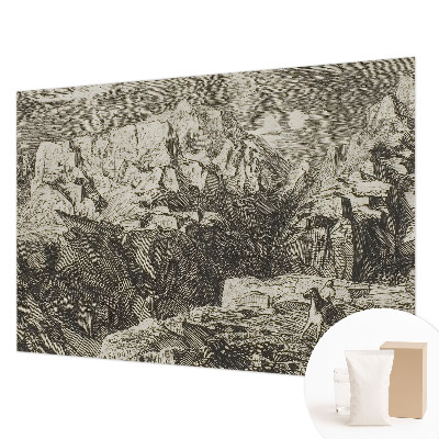 Fotomural decorativo para cabecero de cama con un paisaje de montaña