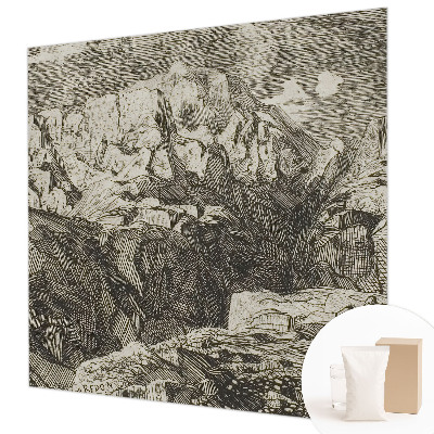 Fotomural decorativo para cabecero de cama con un paisaje de montaña
