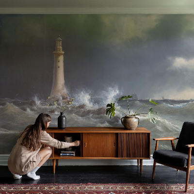 Mural de pared con estampado hermoso con diseño de tormentas marinas
