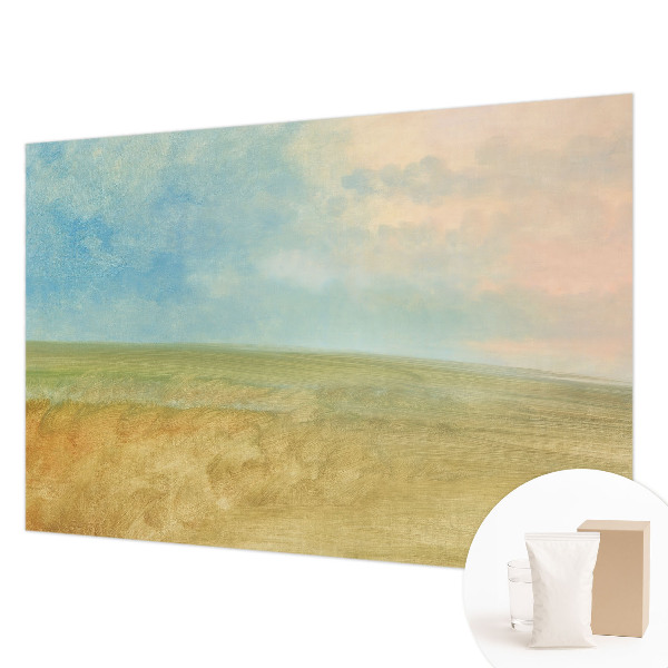 Papel mural texturado decorativo con un diseño de campos en colores pastel