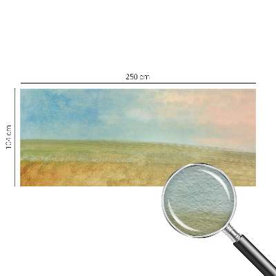 Papel mural texturado decorativo con un diseño de campos en colores pastel