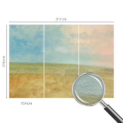 Papel mural texturado decorativo con un diseño de campos en colores pastel