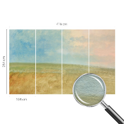 Papel mural texturado decorativo con un diseño de campos en colores pastel