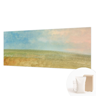 Papel mural texturado decorativo con un diseño de campos en colores pastel