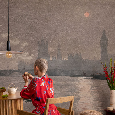 Papel mural con patrón decorativo con diseño 'Panorama nocturno'