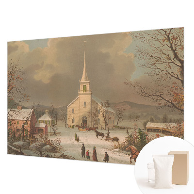 Mural de pared con estampado hermoso con un paisaje invernal