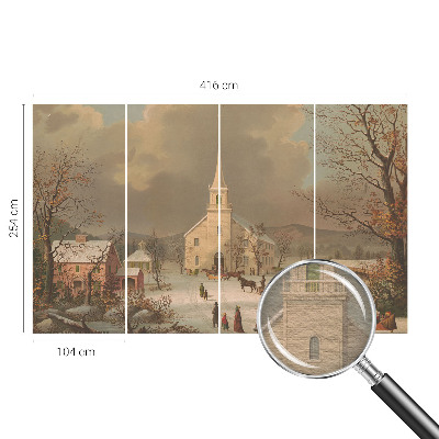 Mural de pared con estampado hermoso con un paisaje invernal