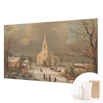 Mural de pared con estampado hermoso con un paisaje invernal