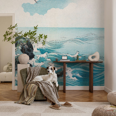 Fotomural decorativo para cabecero de cama con una escena marina