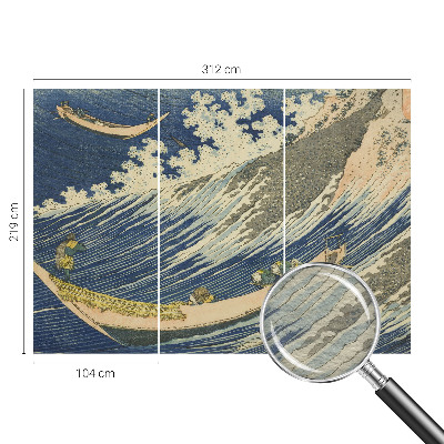 Papel mural con patrón decorativo con diseño de olas del mar